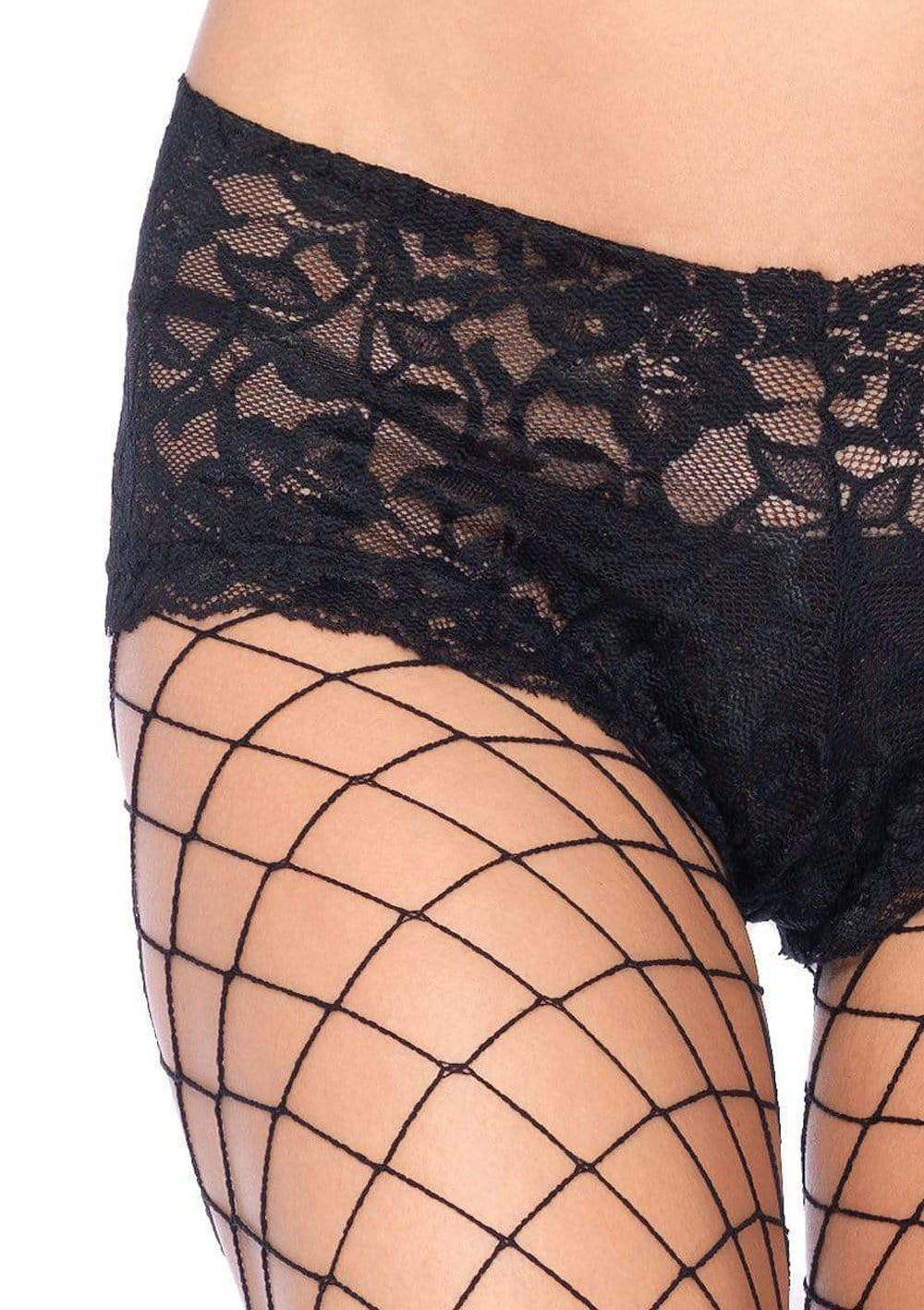 Fence Net Boy Short Pantyhose - Queen Size - Black | 714718398303 | Discreet Personal Wellness