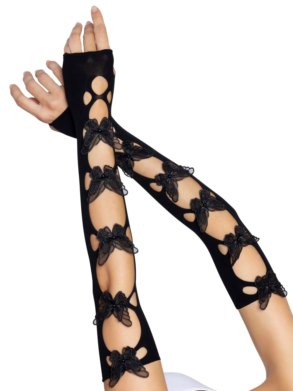 Butterfly Cut Out Arm Warmers - One Size - Black | 714718566139 | Discreet Personal Wellness
