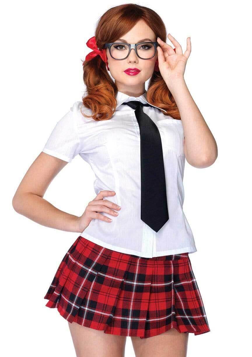 Private School Sweetie Costume - Small - White / Red | 714718483238 | Discreet Personal Wellness