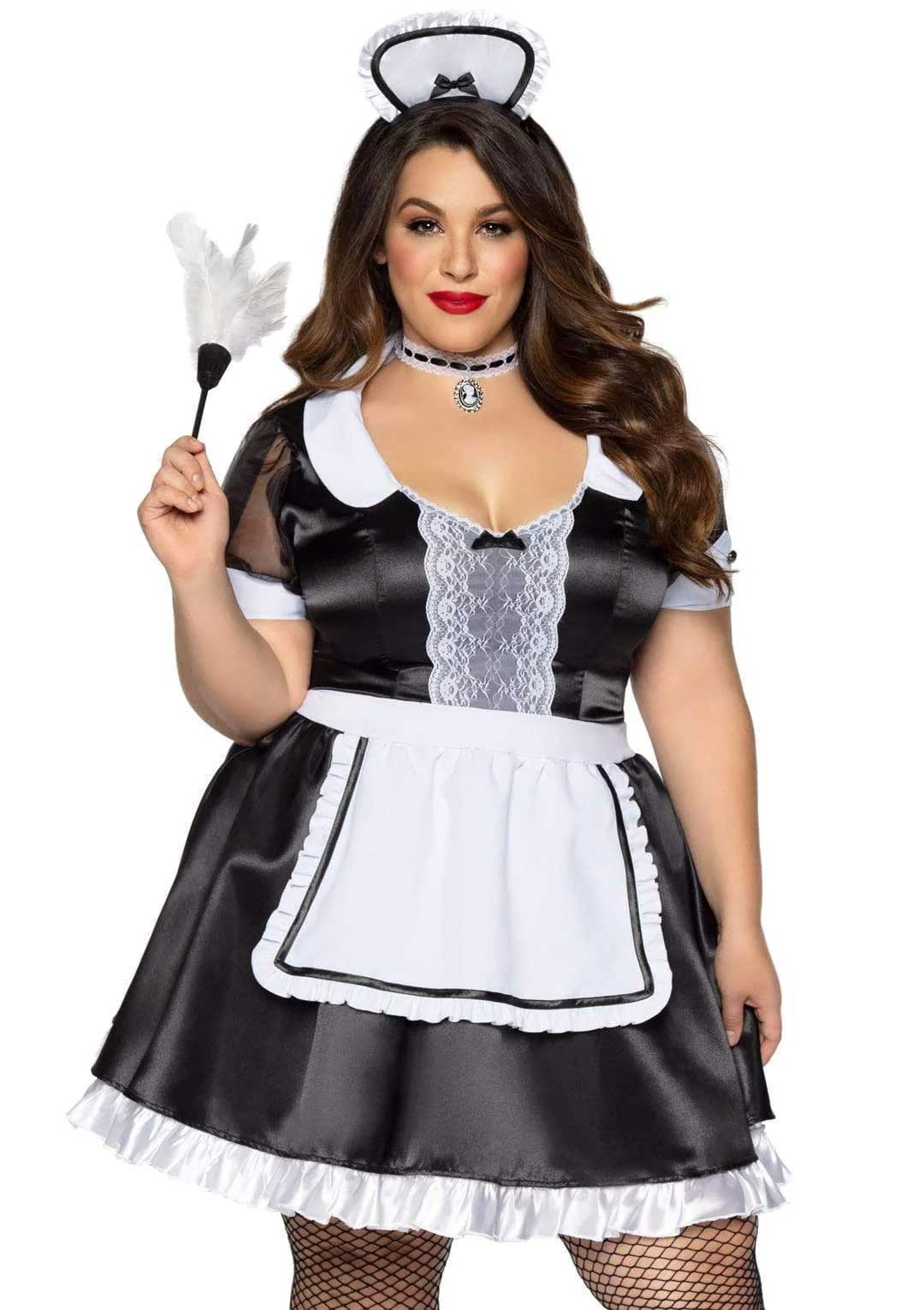 Plus Classic French Maid Costume - 3x/4x - Black / White | 714718552576 | Discreet Personal Wellness