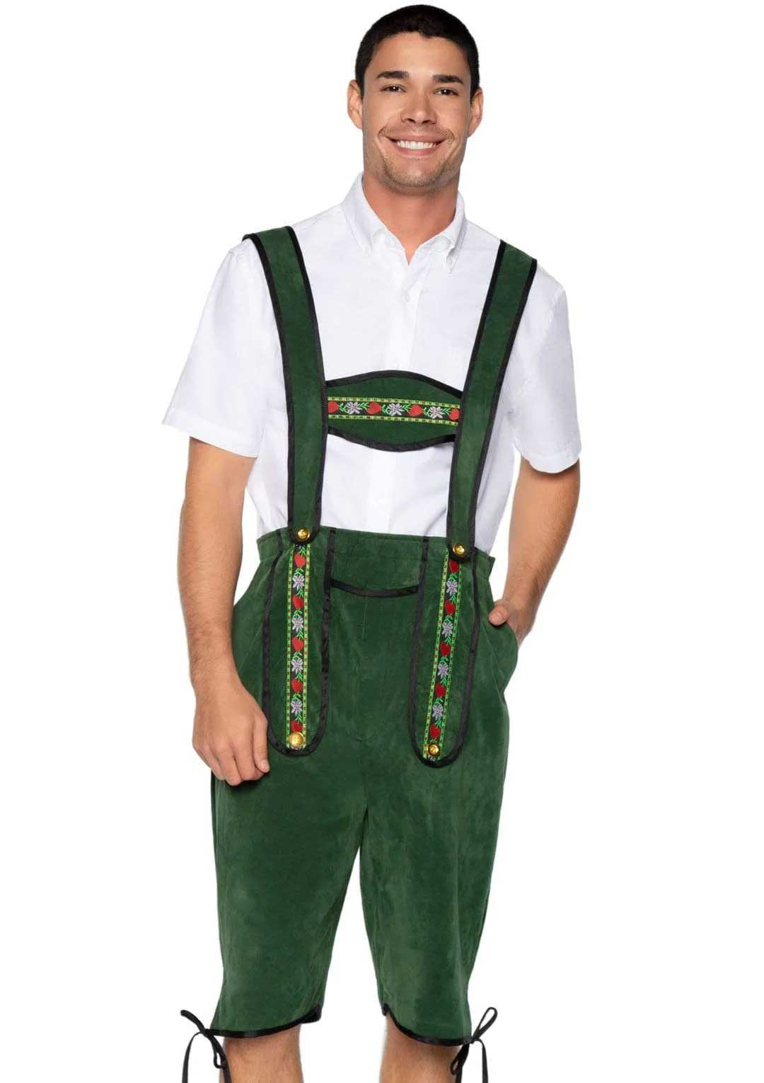 Men's Beerfest Lederhosen Oktoberfest Costume - X-Large - Green | 714718552149 | Discreet Personal Wellness