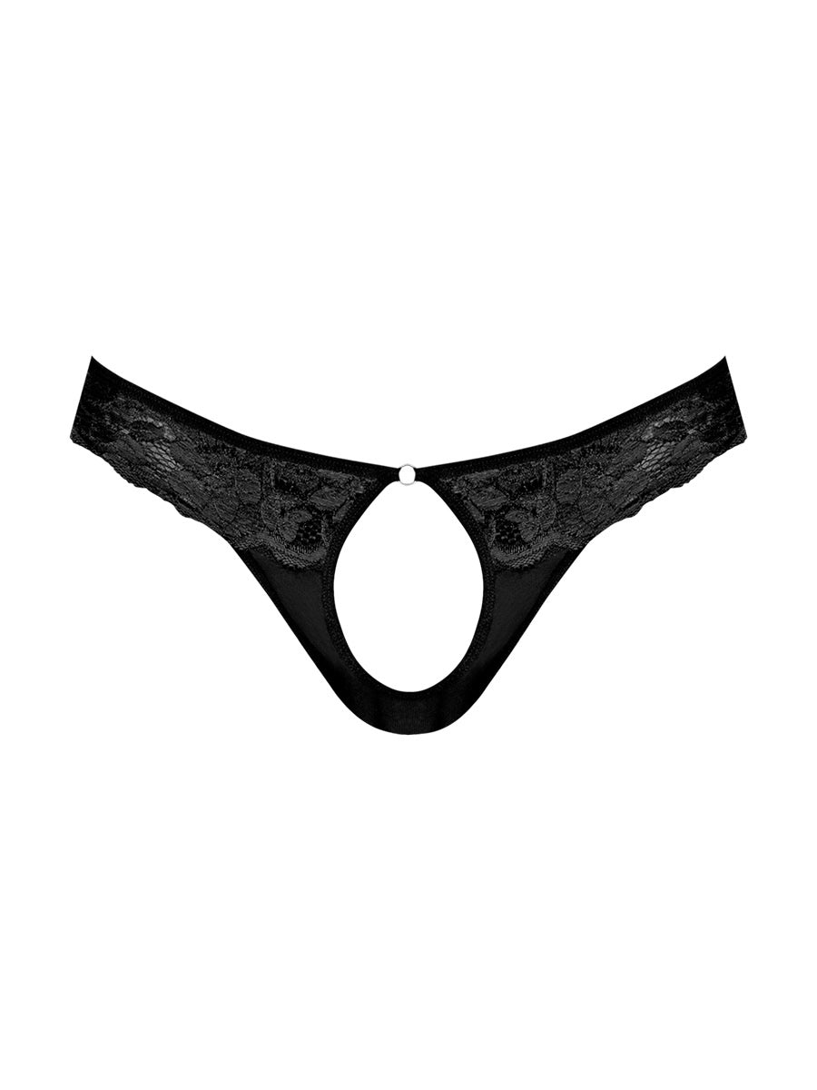 Sassy Lace - Open Ring Thong - Large/x-Large - Black | 845830089807 | Discreet Personal Wellness