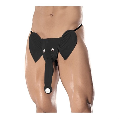 Squeaker Elephant G-String - One Size - Black | 845830038225 | Discreet Personal Wellness