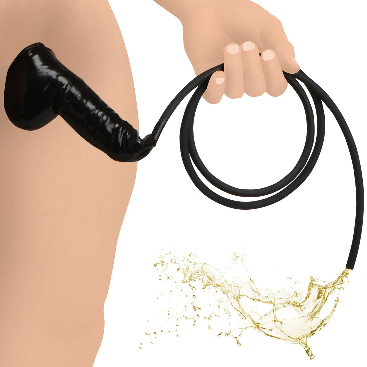 Guzzler Realistic Penis Sheath With Tube - Black | 848518050427 | Discreet Personal Wellness