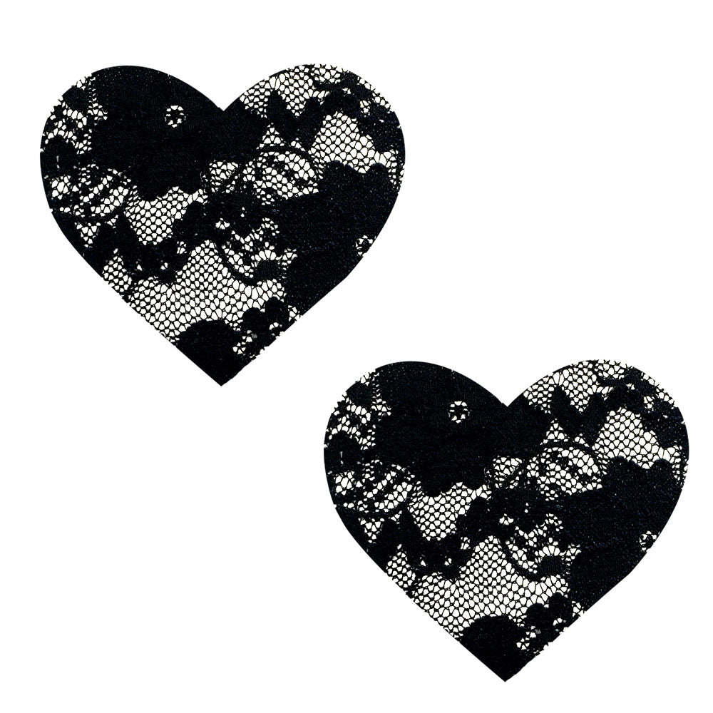 Vogue Black Lace I Heart U Nipztix Pasties | 045923591044 | Discreet Personal Wellness