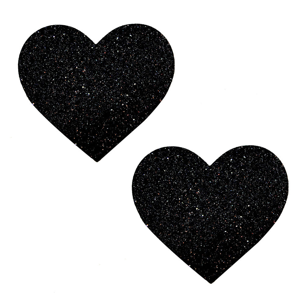Black Malice Glitter I Heart U Nipztix Pasties | 733074135032 | Discreet Personal Wellness