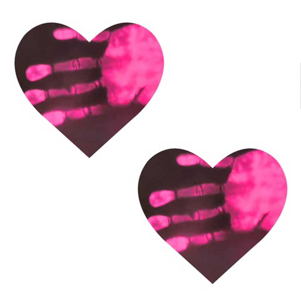 Neon Pinky Tink Temperature Reactive Heart Nipple Cover Pasties | 810121170175 | Discreet Personal Wellness