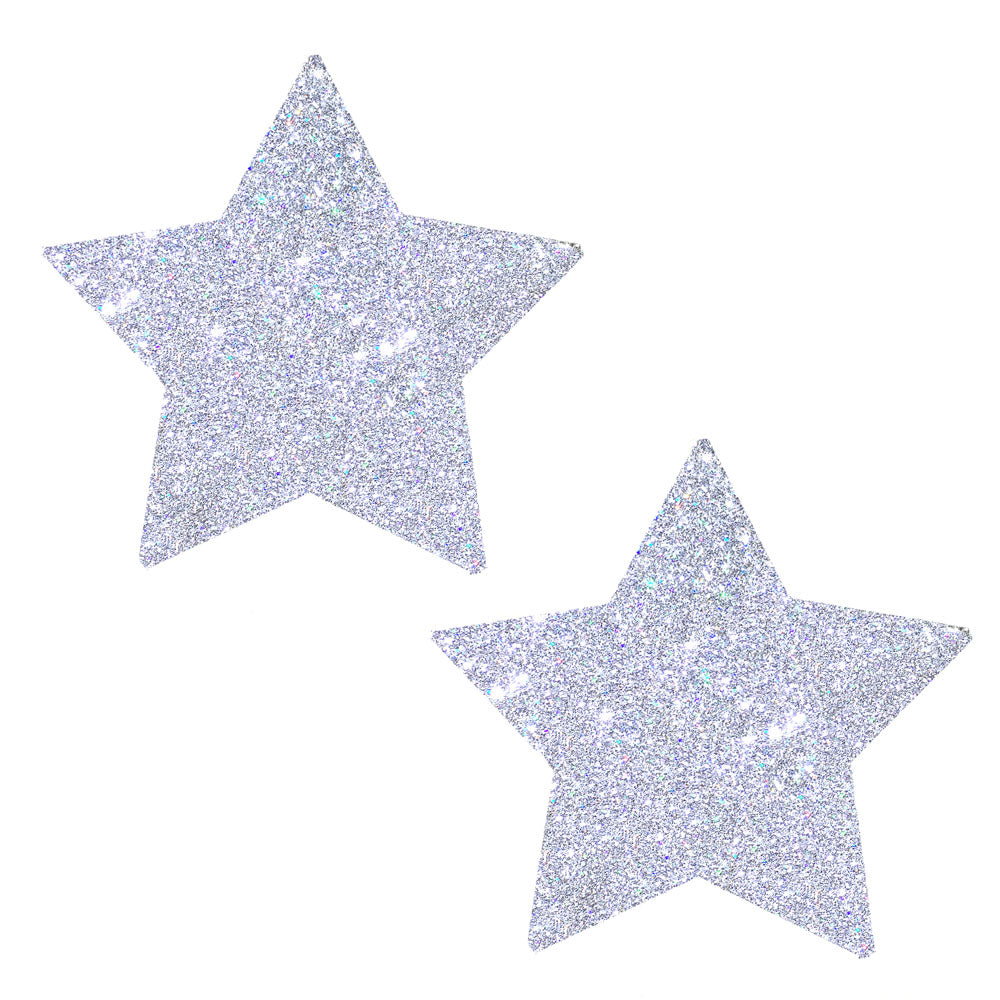 Silver Pixie Dust Glitter Starry Nights Nipztix Pasties | 733074134783 | Discreet Personal Wellness