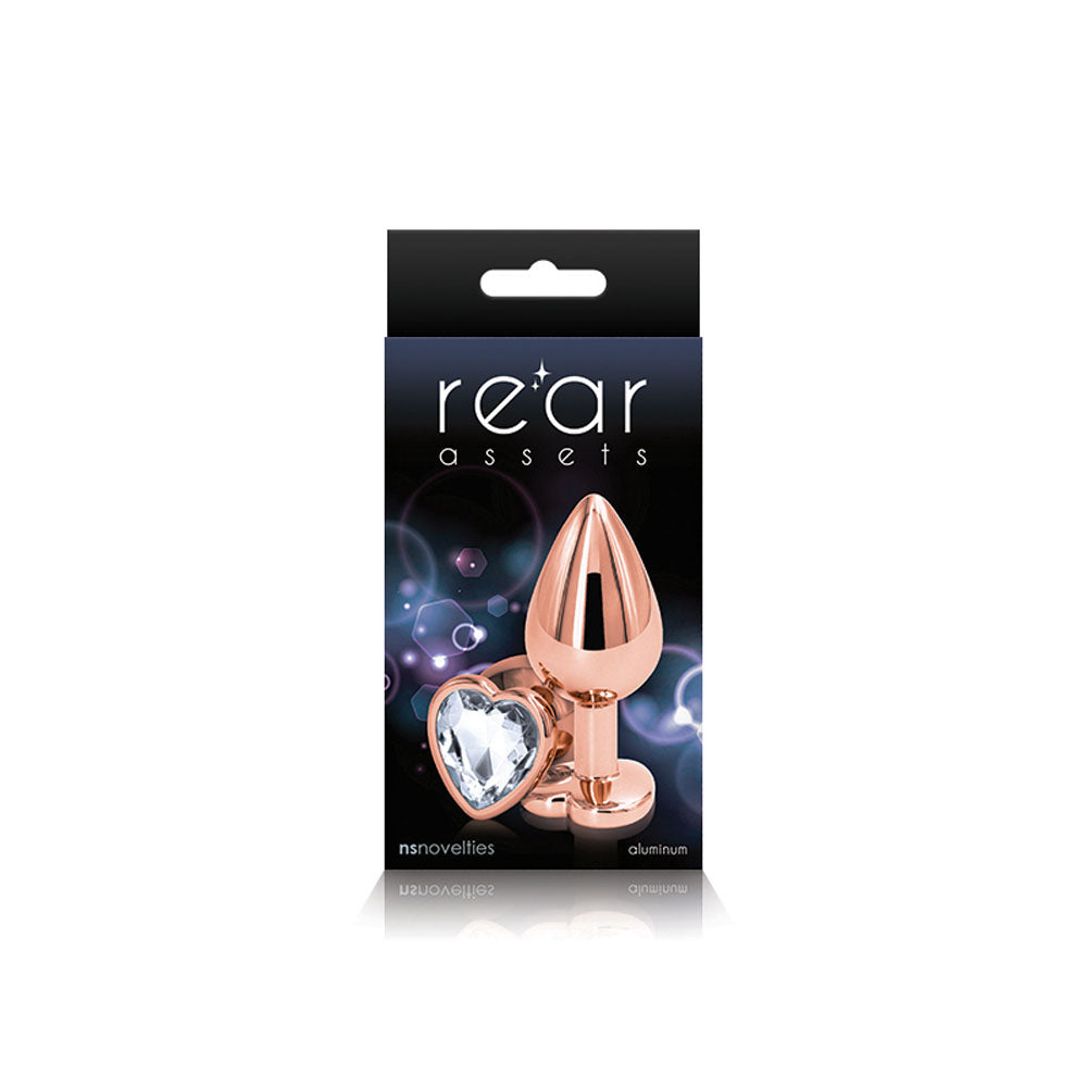Rear Assets - Rose Gold Heart - Medium - Clear | 657447103155 | Discreet Personal Wellness