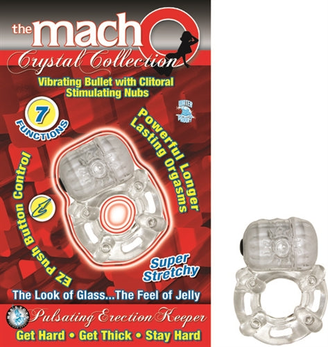 The Macho Crystal Collection Pulsating Erection Keeper - Clear | 782631223804 | Discreet Personal Wellness
