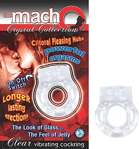 The Macho Crystal Collection Vibrating Penis Ring- Clear | 782631236903 | Discreet Personal Wellness