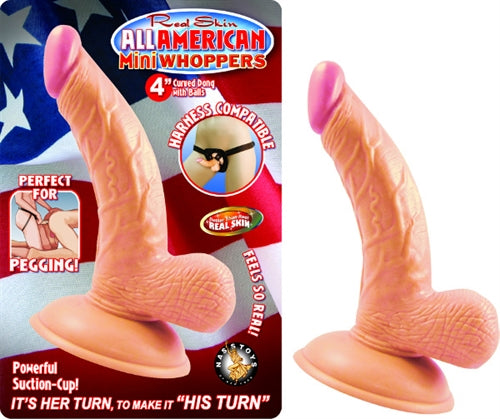 All American Mini Whoppers 4-Inch Curved Penis With Balls - Flesh | 782631239010 | Discreet Personal Wellness