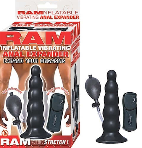 Ram Inflatable Vibrating Anal Expander - Black | 782631240702 | Discreet Personal Wellness