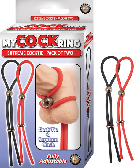 My Penisring Extreme Penistie-Pack of Two - Black/ Red | 782631286700 | Discreet Personal Wellness