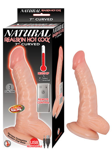 Natural Realskin Hot Penis Curved 7 Inch - Flesh | 782631289114 | Discreet Personal Wellness