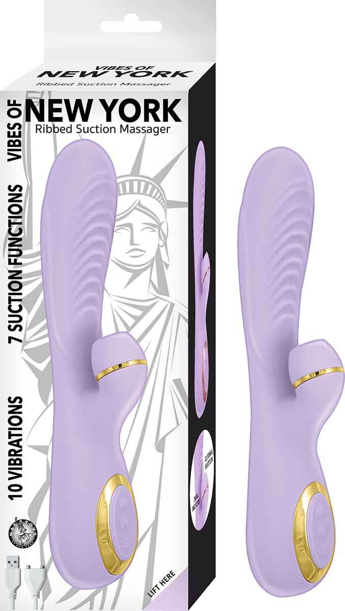 Vibes of New York Ribbed Suction Massager - Lavender | 782631291421 | Discreet Personal Wellness