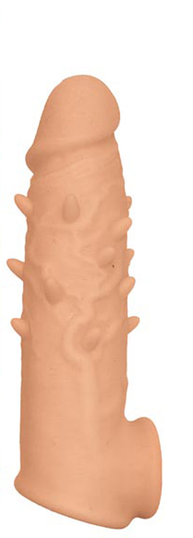 Natural Realskin Spiked Vibrating Penis Xtender - White | 782631295818 | Discreet Personal Wellness