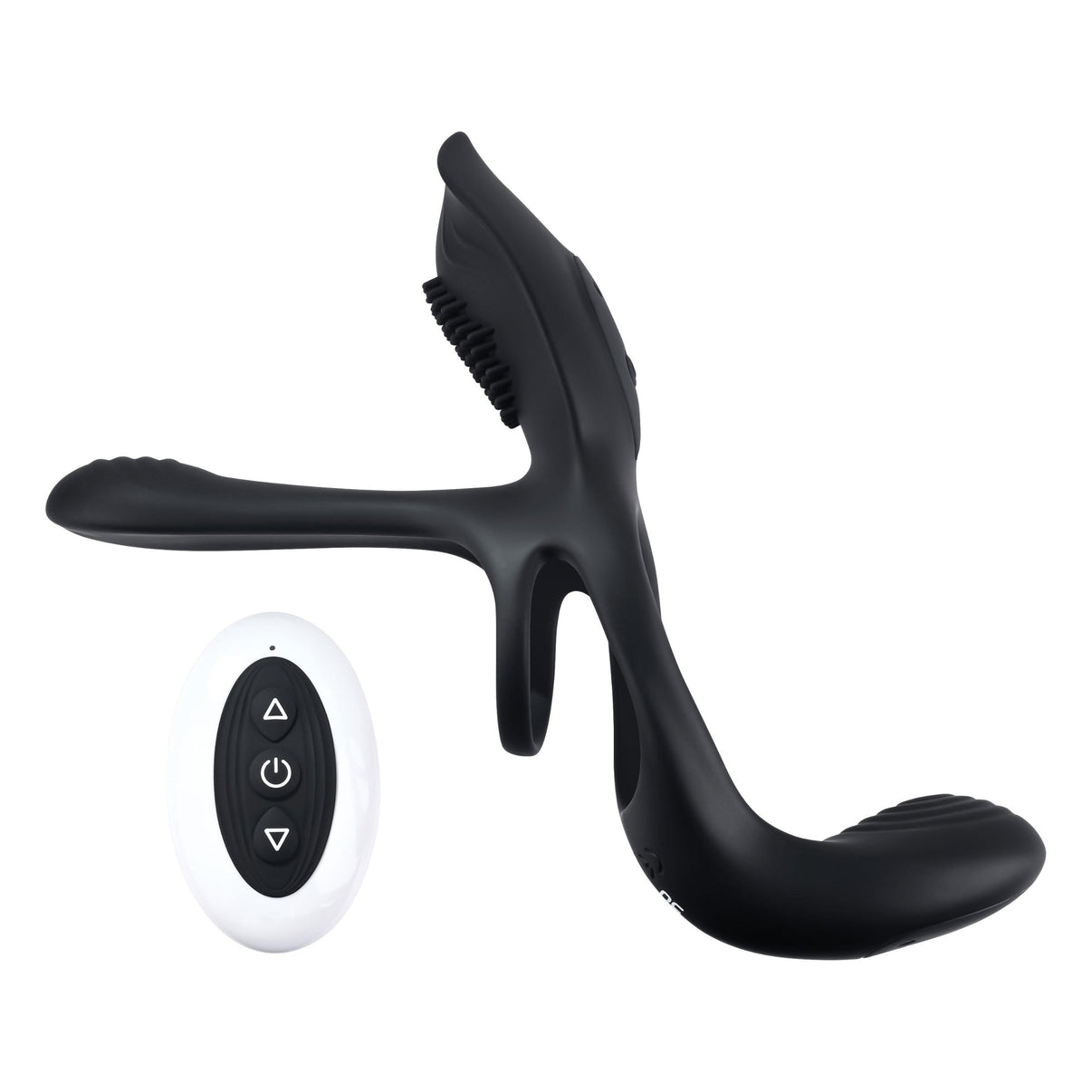 Playboy Pleasure - the 3 Way - Penis Ring - Black | 844477021287 | Discreet Personal Wellness