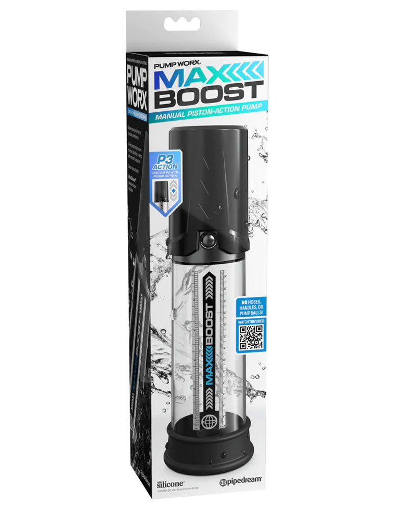 Pump Worx Max Boost - Black/clear | 603912774634 | Discreet Personal Wellness