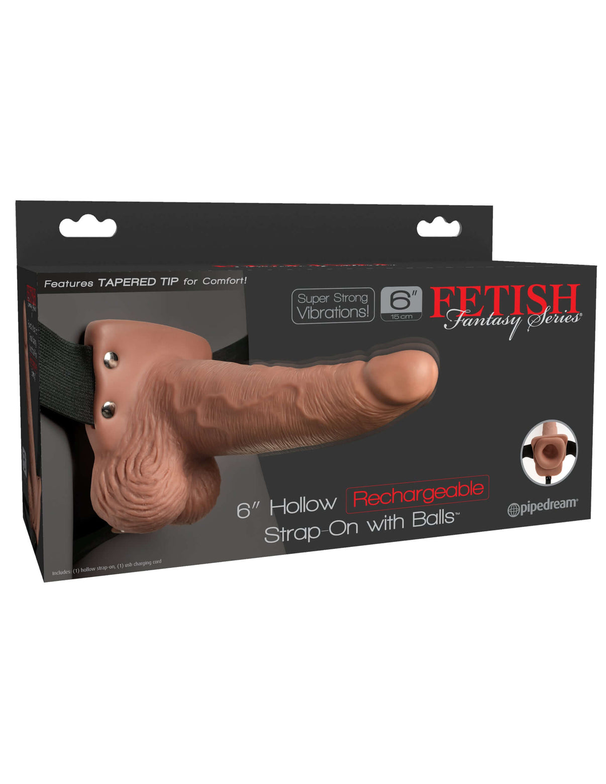Fetish Fantasy Series 6 Inch Hollow Rechargeable Strap-on With Balls - Tan | 603912759211 | Discreet Personal Wellness