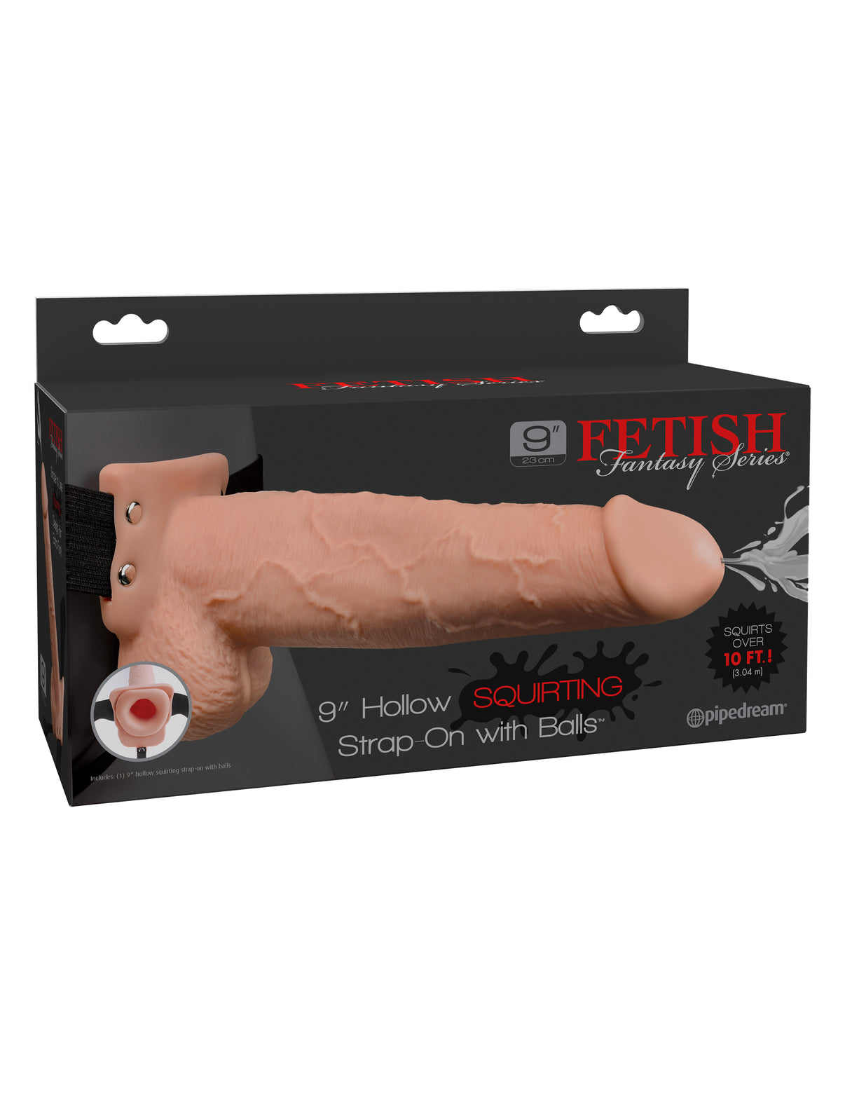 Fetish Fantasy Series 9 Inch Hollow Squirting Strap-on With Balls - Flesh | 603912759280 | Discreet Personal Wellness