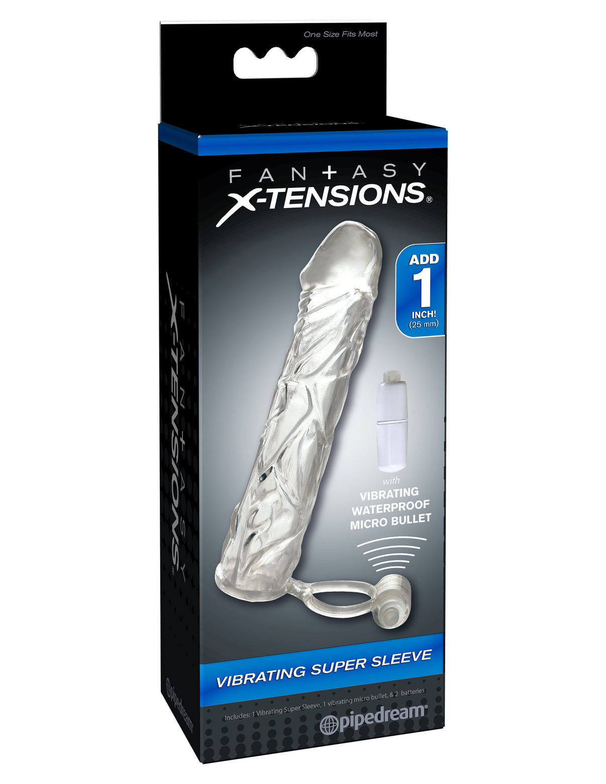 Fantasy X-Tensions Vibrating Super Sleeve - Clear | 603912345919 | Discreet Personal Wellness