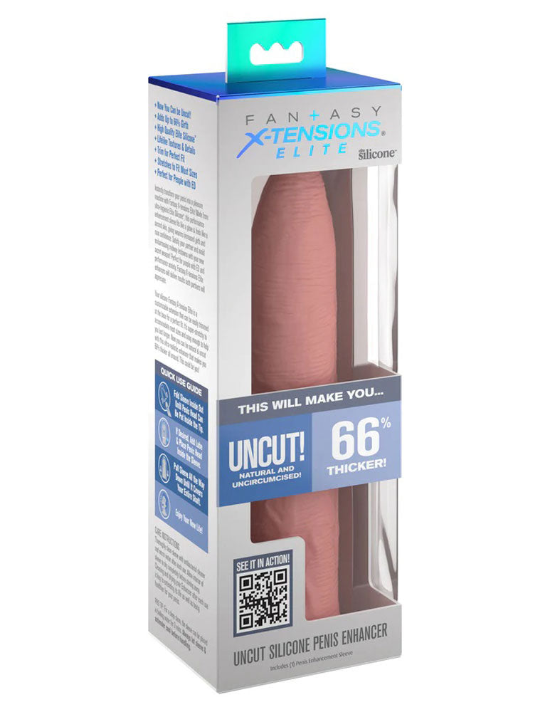 Fantasy X-Tensions Elite Uncut 7 Inch Extension Sleeve - Light | 603912772661 | Discreet Personal Wellness