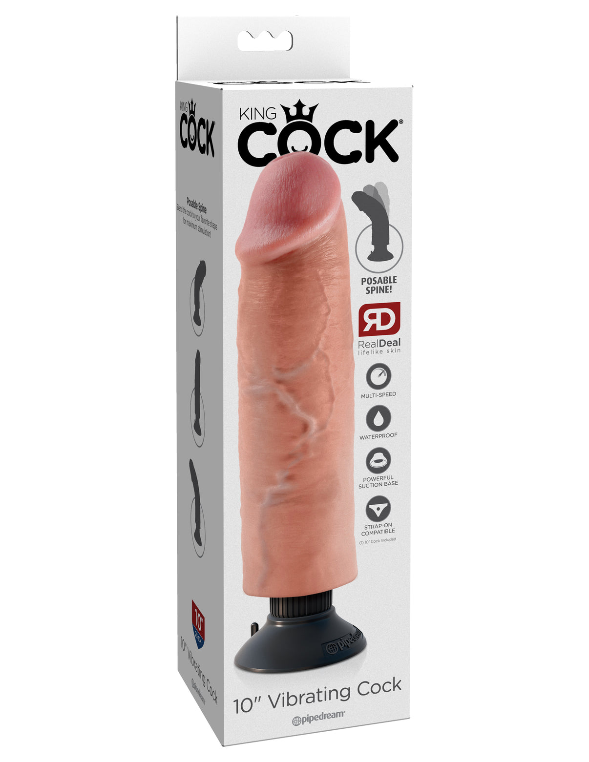 King Penis 10 Inch Vibrating Penis - Flesh | 603912737752 | Discreet Personal Wellness