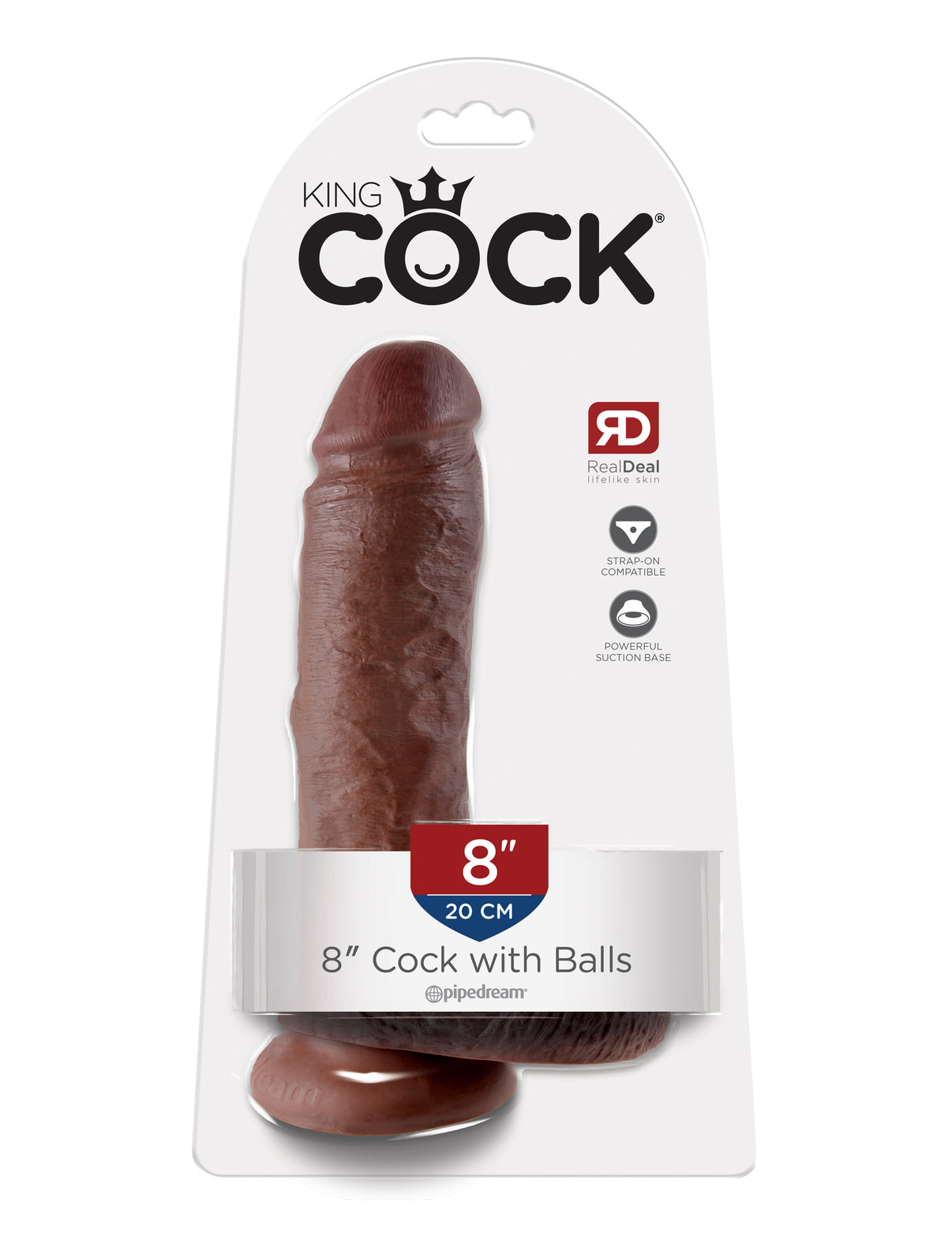 King Penis 8-Inch Penis With Balls - Brown | 603912350241 | Discreet Personal Wellness