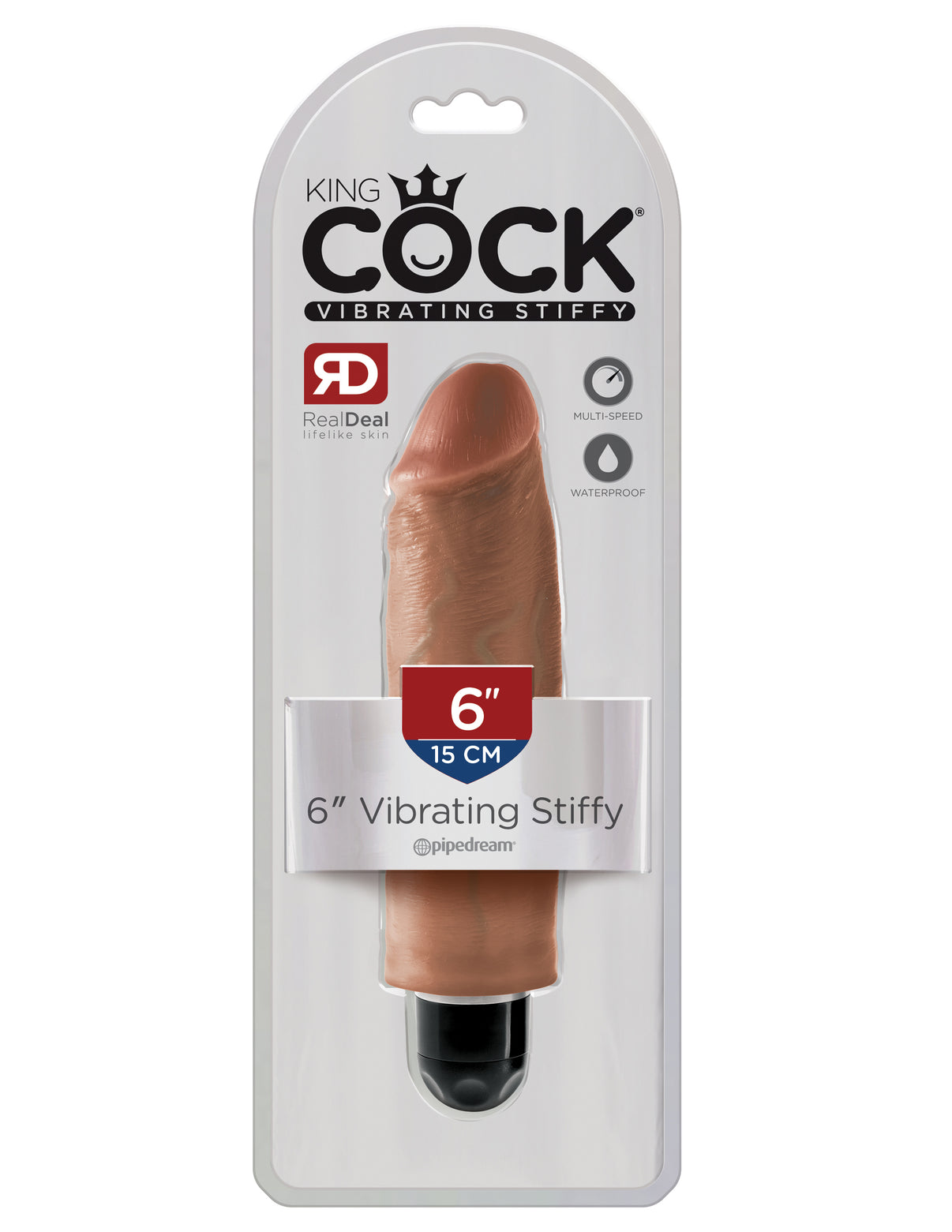 King Penis 6 Inch Vibrating Stiffy - Tan | 603912753196 | Discreet Personal Wellness