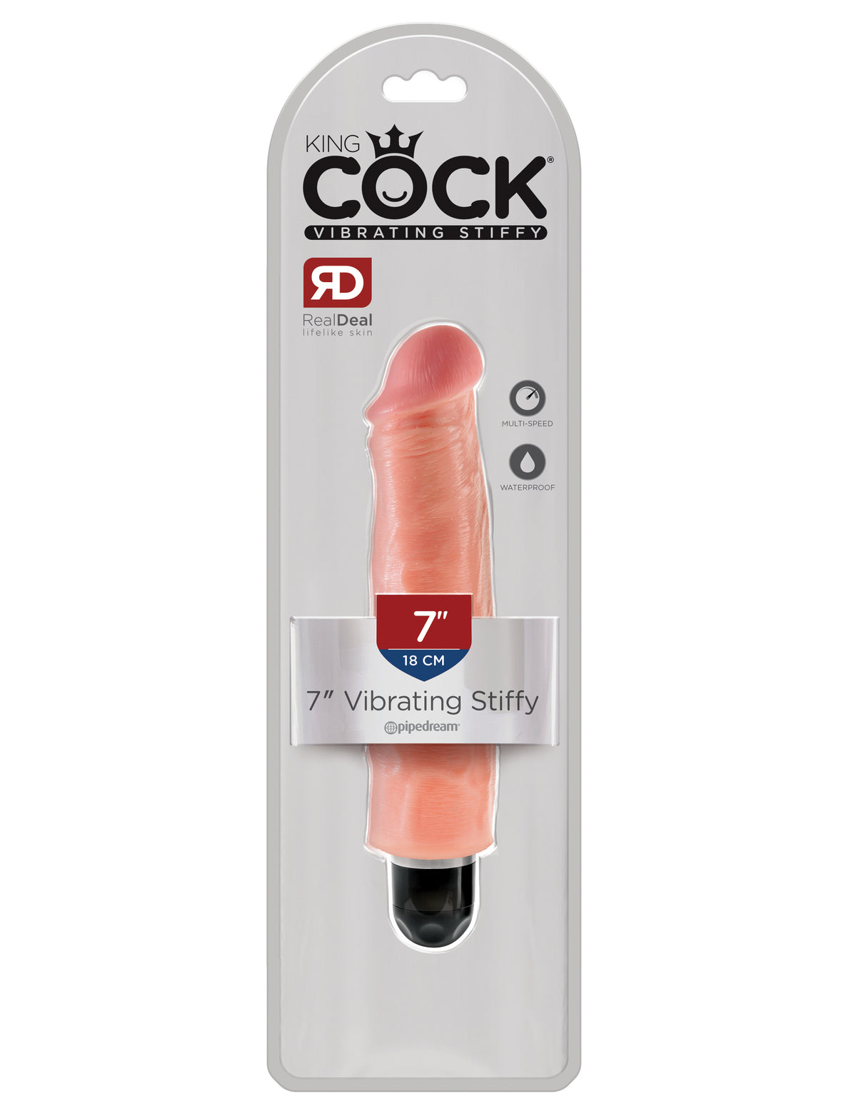 King Penis 7 Inch Vibrating Stiffy - Light | 603912743821 | Discreet Personal Wellness