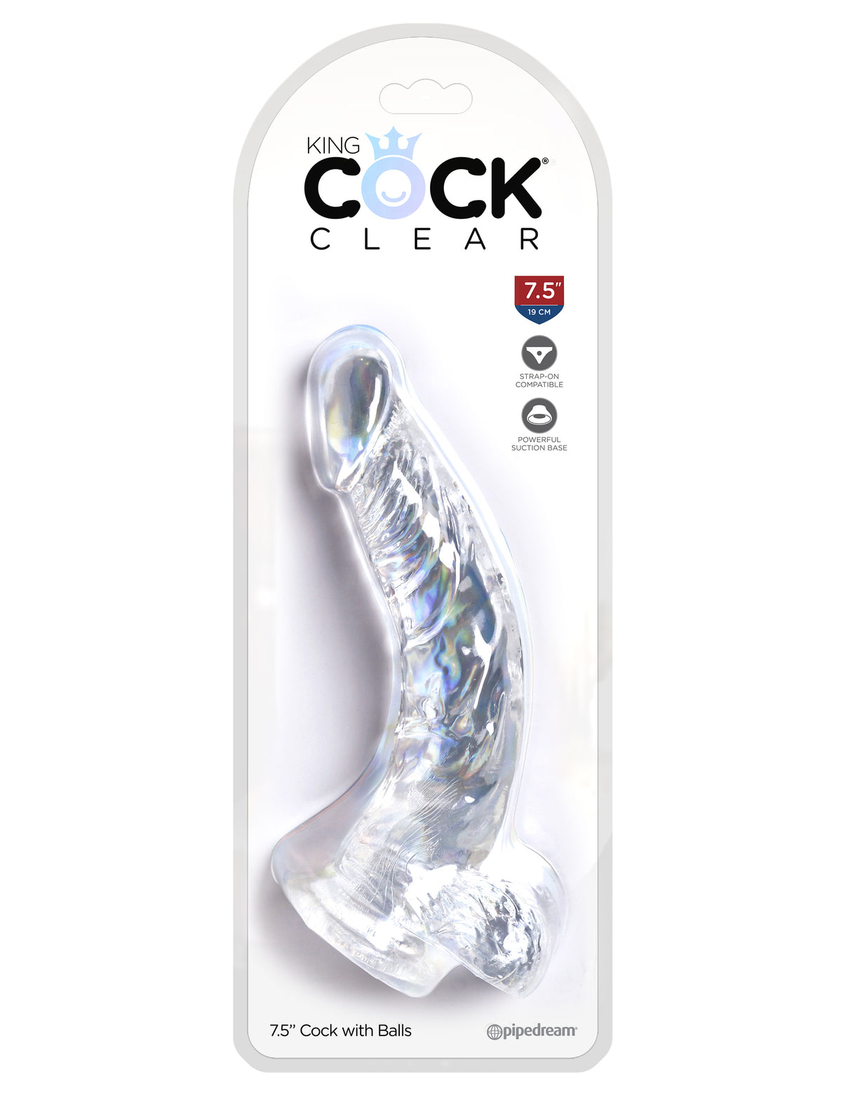 King Penis Clear 7.5 Inch Penis With Balls | 603912758856 | Discreet Personal Wellness