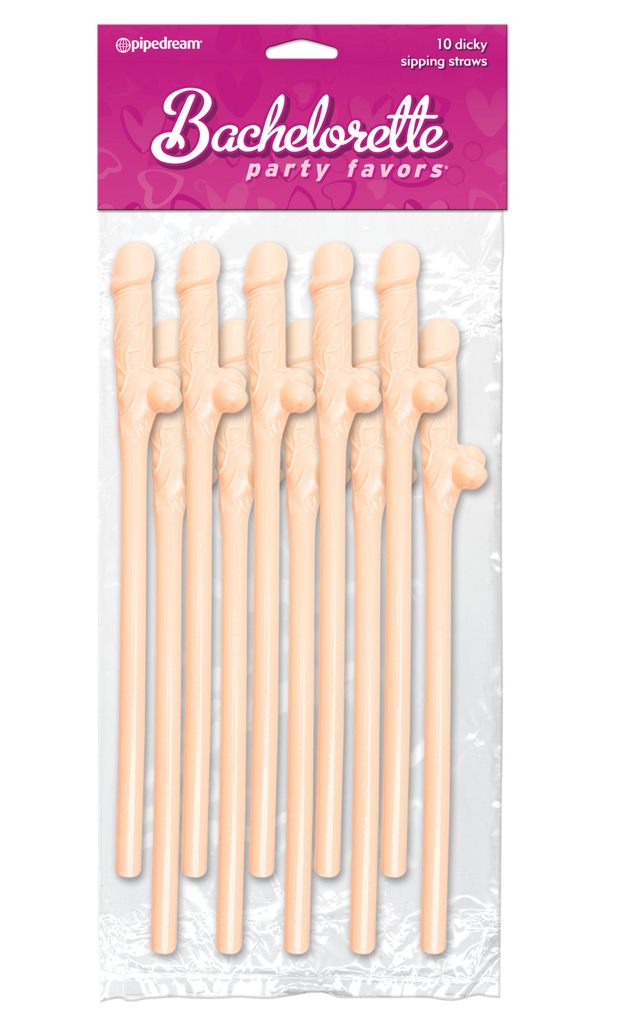 Bachelorette Party Favors - Penisy Sipping Straws - Light - 10 Piece | 603912116410 | Discreet Personal Wellness