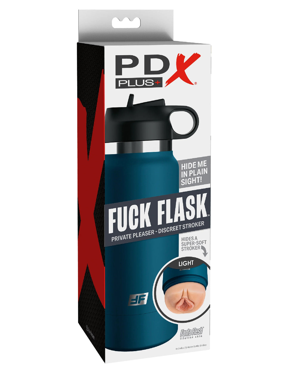 fun Flask - Private Pleaser - Blue Bottle - Light - Vagina | 603912775235 | Discreet Personal Wellness