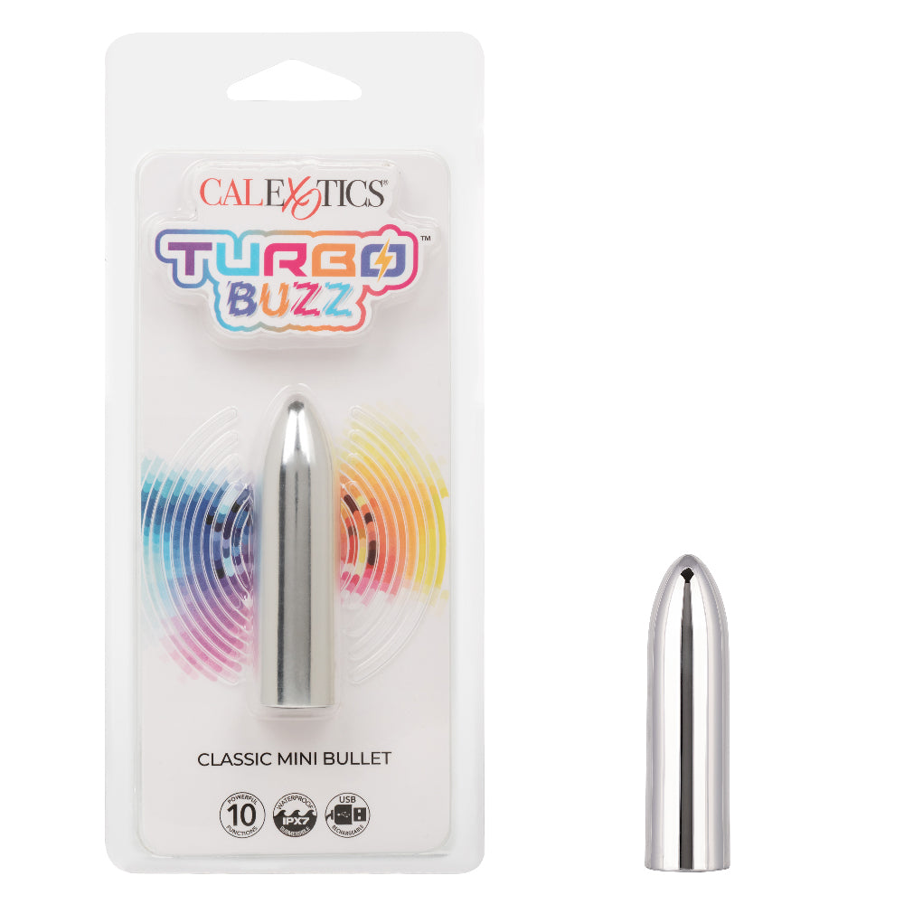Turbo Buzz Classic Mini Bullet - Silver | 716770107374 | Discreet Personal Wellness
