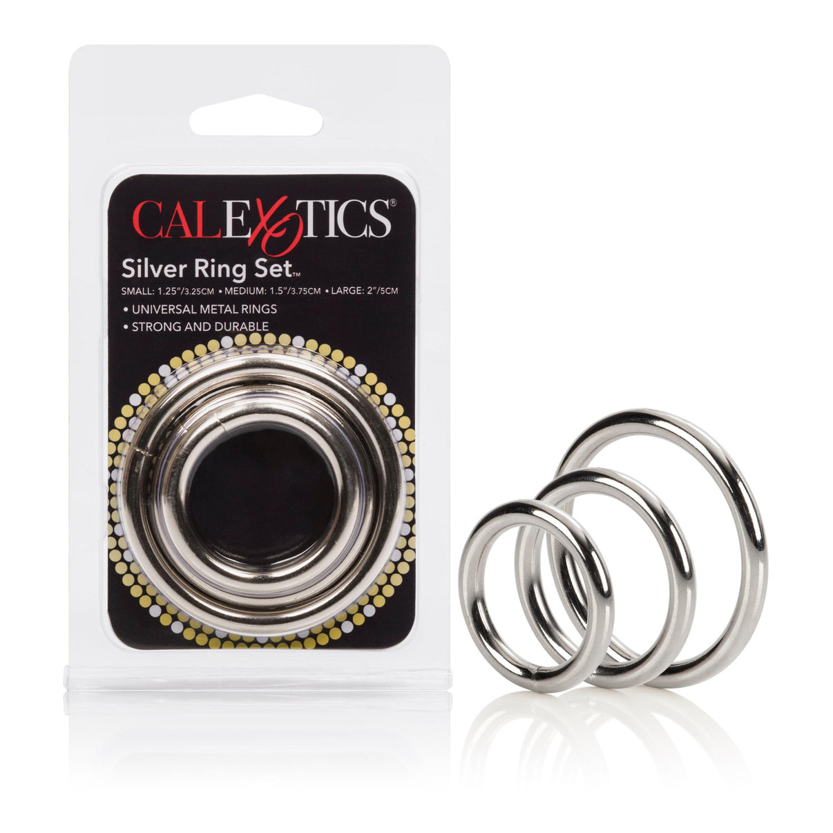CalExotics Silver Penis Ring 3 Piece Set | 716770004413 | Discreet Personal Wellness
