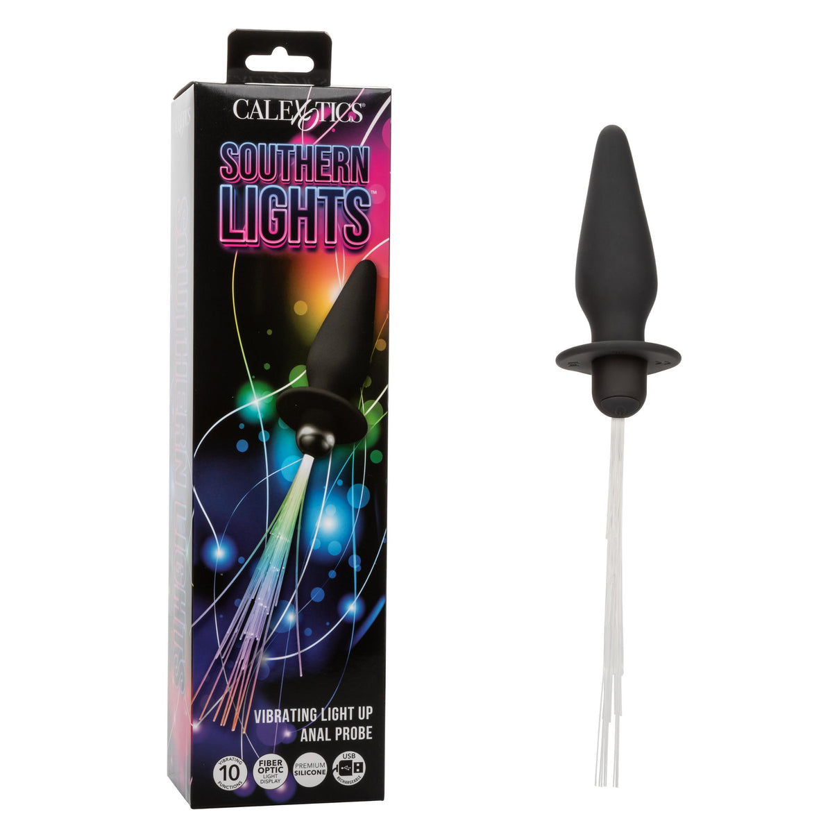 Southern Lights - Vibrating Light Up Anal Probe - Black | 716770109422 | Discreet Personal Wellness