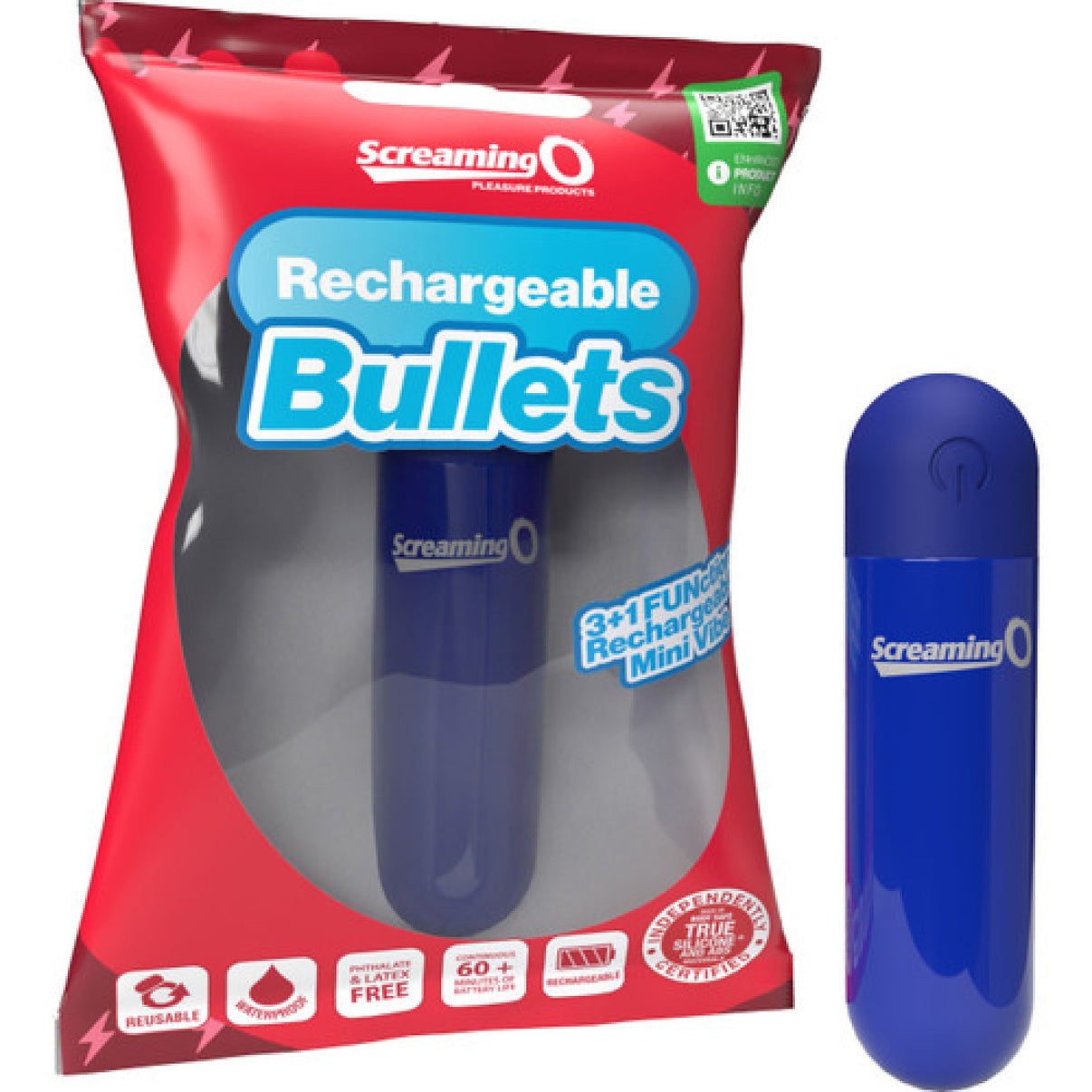 Screaming O Rechargeable Bullets - Blue | 817483017377 | Discreet Personal Wellness