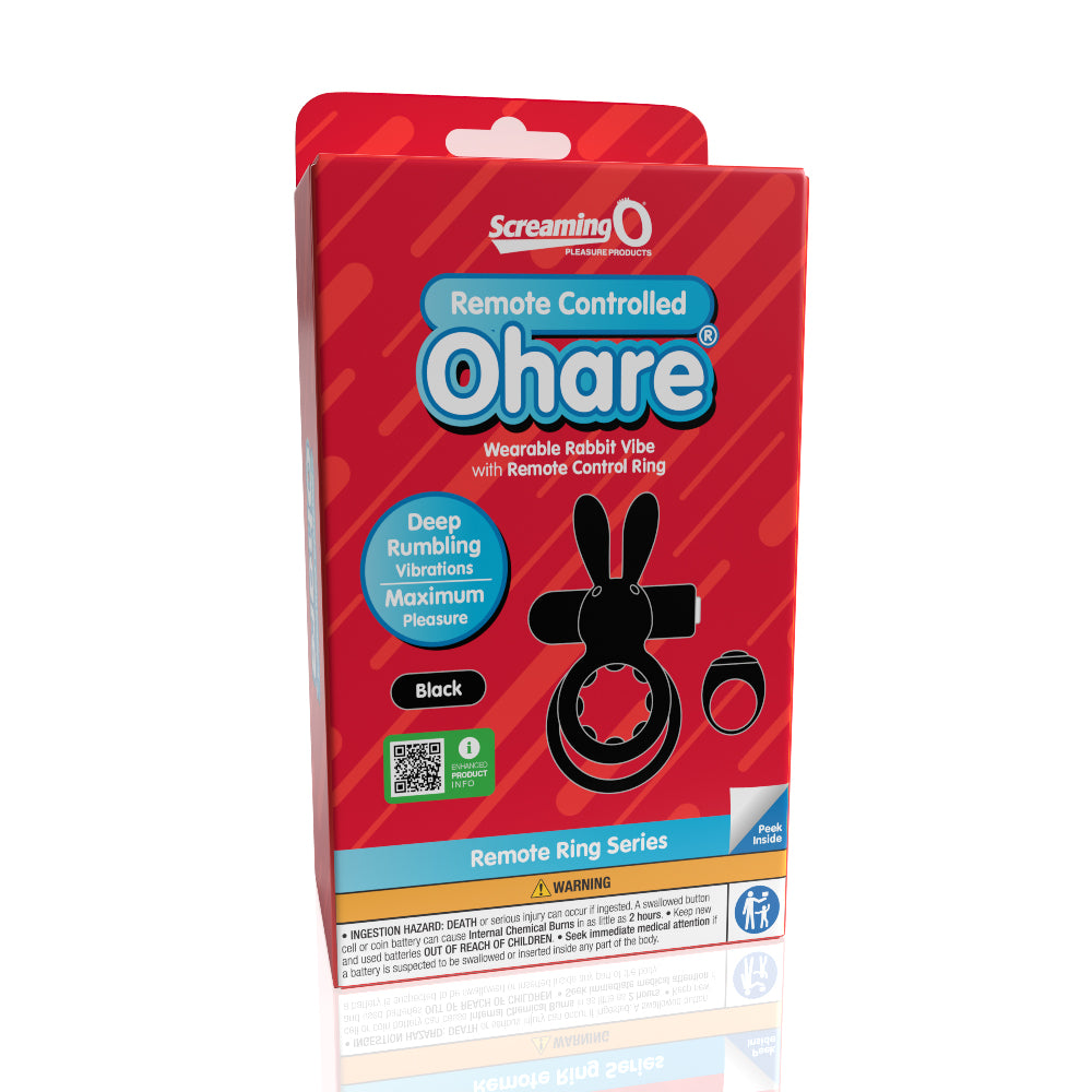 Screaming O Remote Controlled Ohare Vibrating Ring - Black | 817483017162 | Discreet Personal Wellness