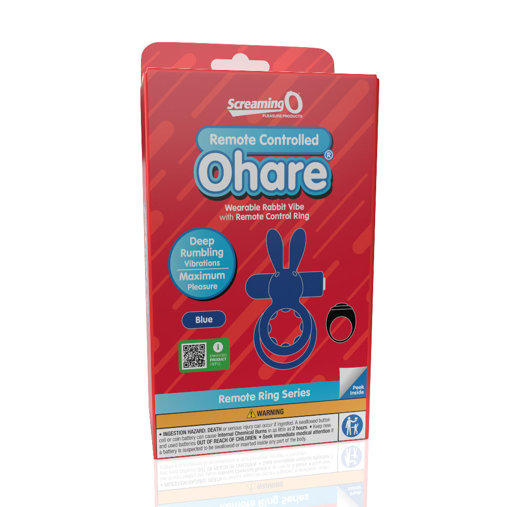 Screaming O Remote Controlled Ohare Vibrating Ring - Blue | 817483017179 | Discreet Personal Wellness