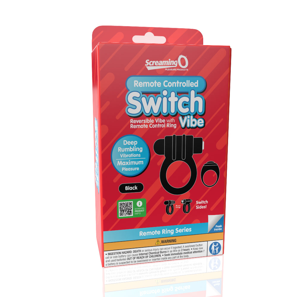 Screaming O Remote Controlled Switch Vibrating Ring - Black | 10817483017220 | Discreet Personal Wellness
