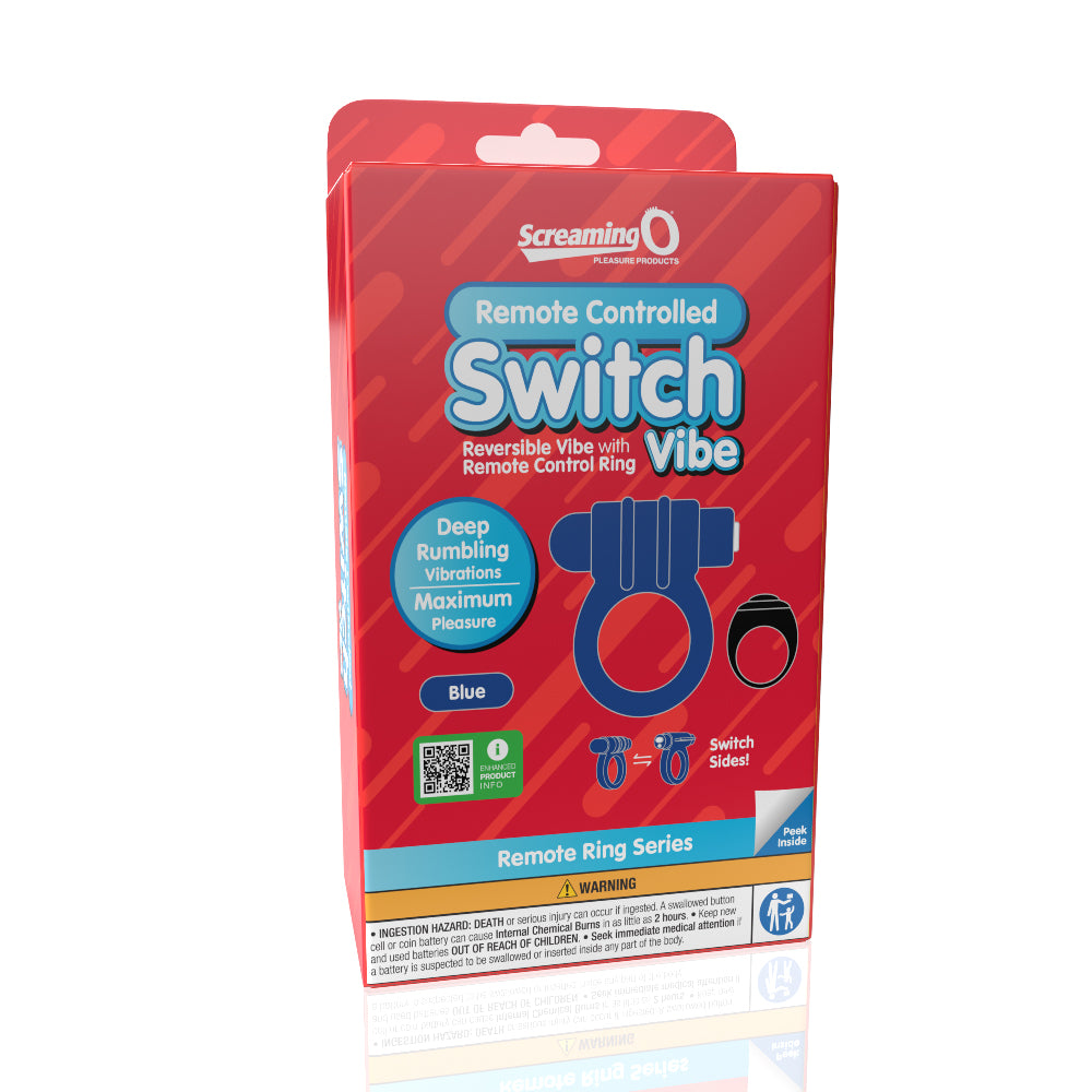 Screaming O Remote Controlled Switch Vibrating Ring - Blue | 817483017230 | Discreet Personal Wellness