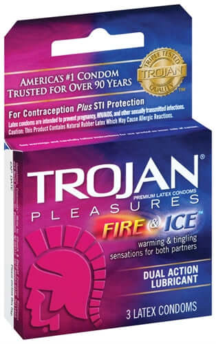 Trojan Fire and Ice Dual Action Lubricated Condoms - 3 Pack | 022600960034 | Discreet Personal Wellness
