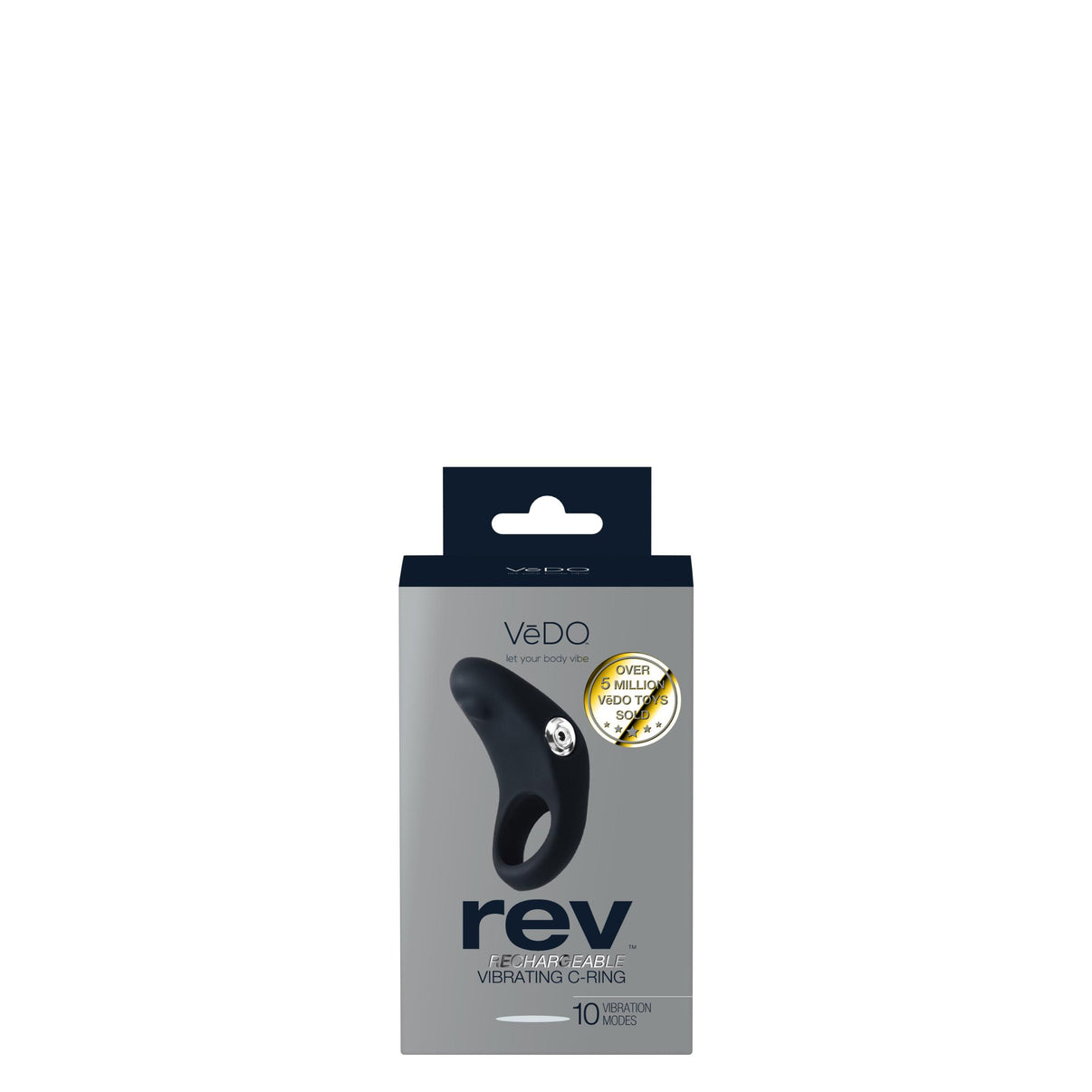 Rev Rechargeable Vibrating C-Ring - Black | 850052871031 | Discreet Personal Wellness