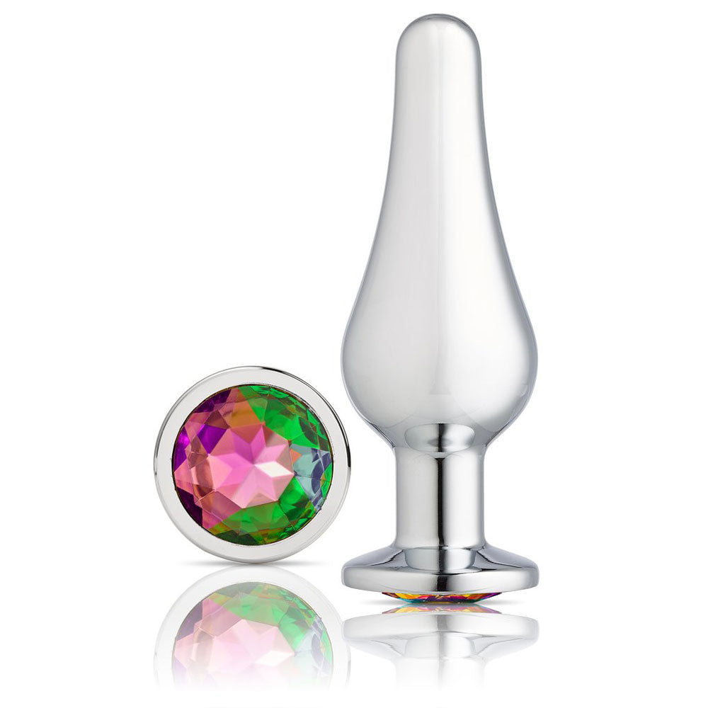 Cloud 9 Novelties Gems Silver Chrome Tall Plug - Medium | 853545008143 | Discreet Personal Wellness