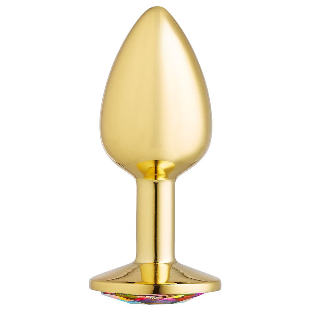Cloud 9 Novelties Anal Gems Jeweled Gold Chromed Anal Plug - Small | 853545008167 | Discreet Personal Wellness