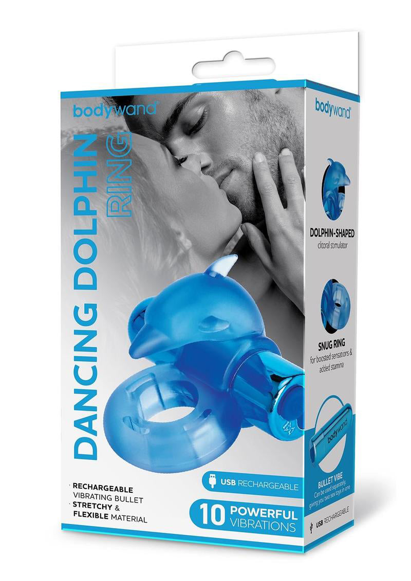 Bodywand Rechargeable Dancing Dolphin Ring - Blue | 848416013333 | Discreet Personal Wellness