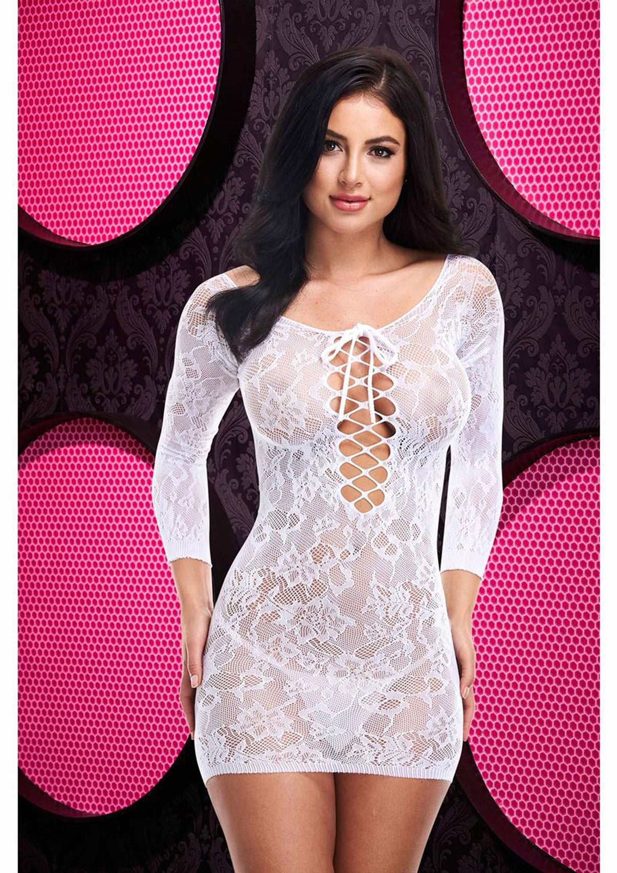 Lace Off the Shoulder Mini Dress - One Size -White | 848416004867 | Discreet Personal Wellness