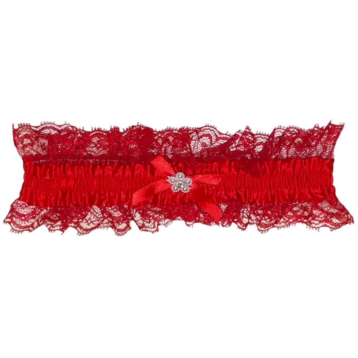 Satin Leg Garter - One Size - Red With Red Lace | 840295108650 | Discreet Personal Wellness